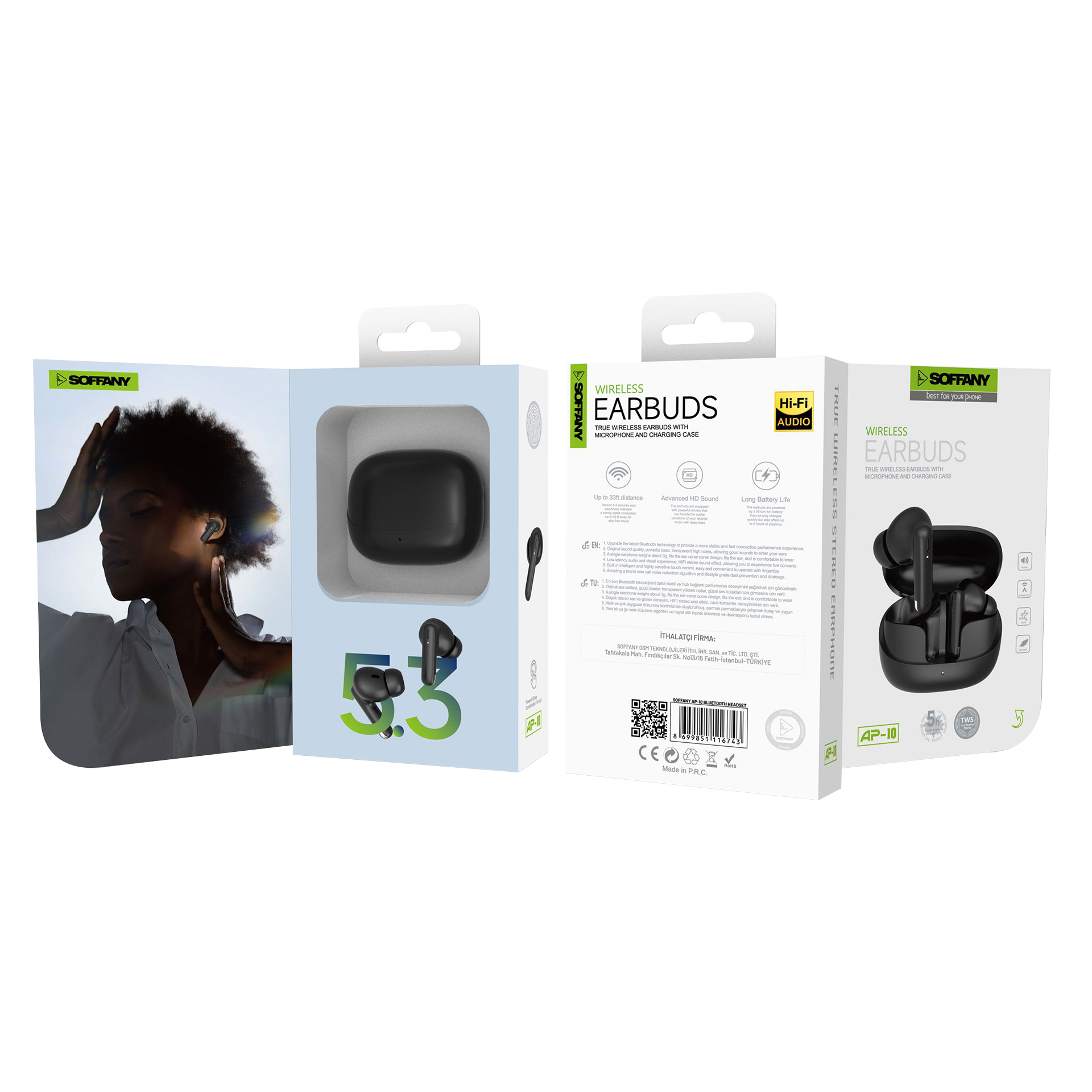 Soffany AP-10 Bluetooth Kulaklık Siyah