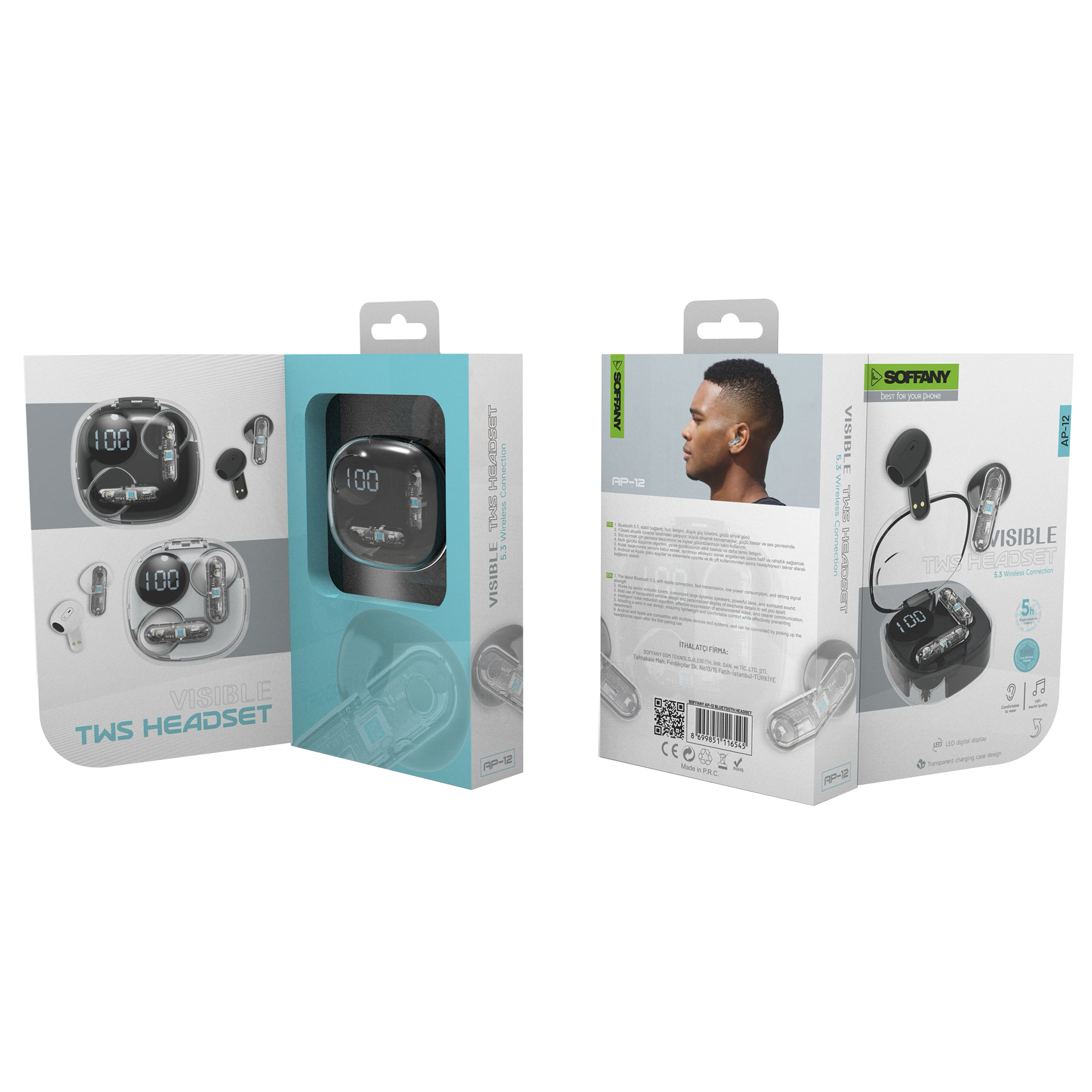 Soffany AP-12 Bluetooth Kulaklık Siyah