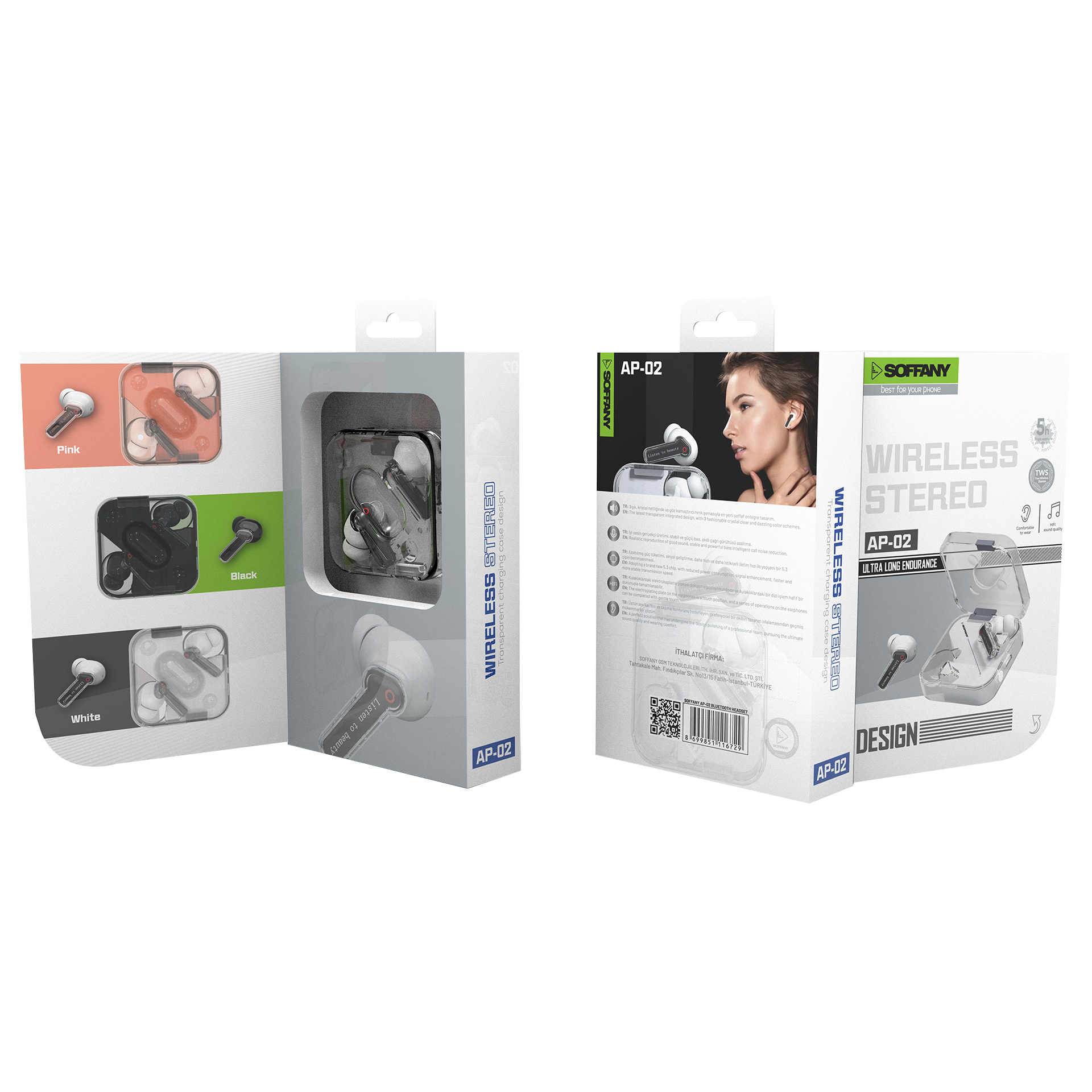 Soffany AP-02 Bluetooth Kulaklık Beyaz