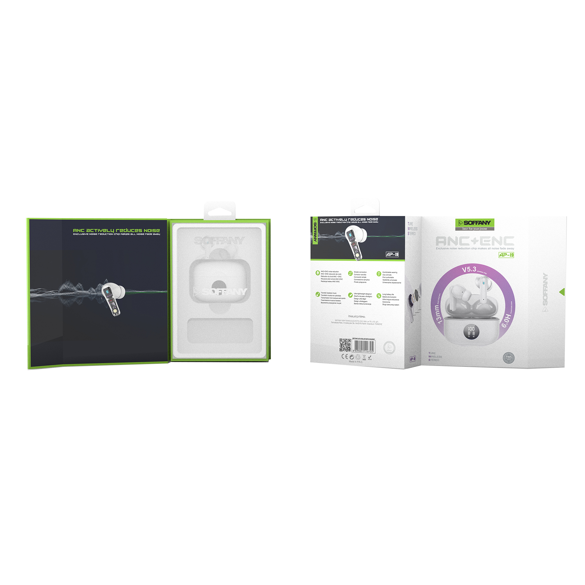 Soffany AP-19 Bluetooth Kulaklık Beyaz