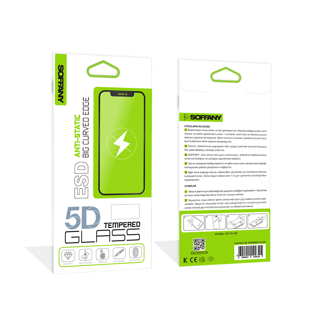 Soffany 5D ANTI STATIC Cam Ekran Koruyucu